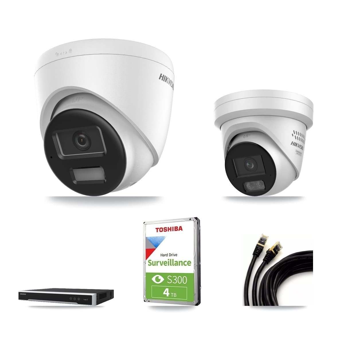 Hikvision 16-Channel 4MP – 4K CCTV Kit — 1 DS-2CD1383G2-LIU 4K + 1 DS-2CD2347G3-LIS2UY/SL 4MP Turret Cameras + 4TB Recording (DS-7616NI-M2/16P Recorder) - Image 1