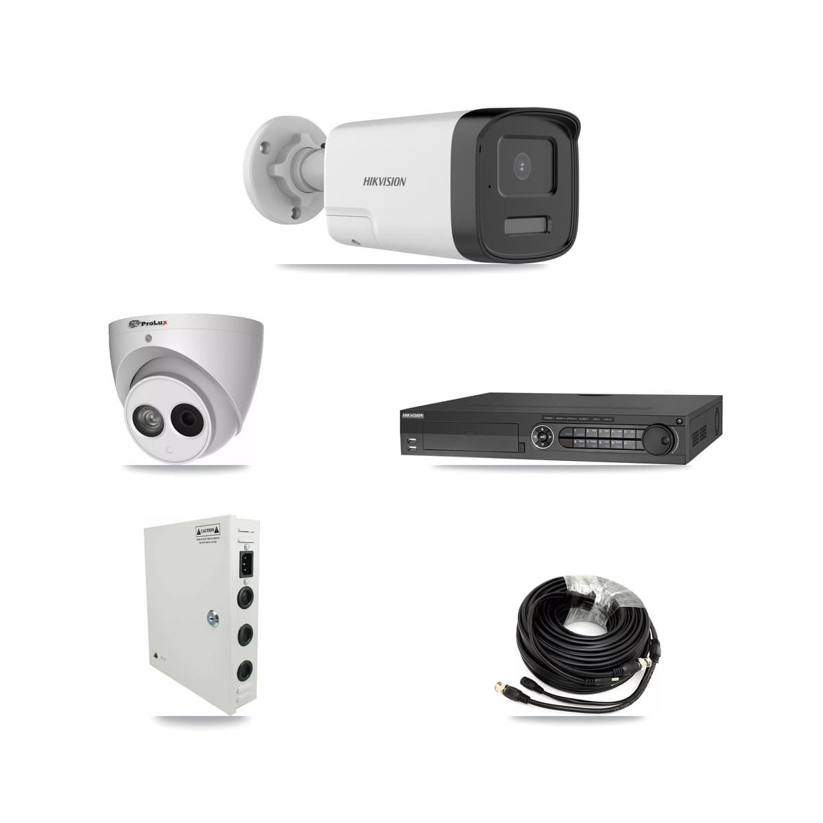 Hikvision & Prolux 32-Channel 4MP – 5MP CCTV Kit — 23 DS-2CE17K0T 5MP Bullet + 1 PXC-612C4W-A 4MP Turret Cameras + 4× 8TB Recording (DS-7332HQHI Recorder)