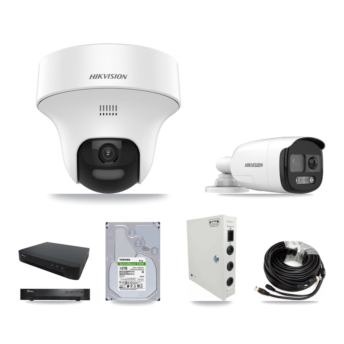 Hikvision & Prolux 16-Channel 5MP CCTV Kit — 1 DS-2CE12KF3T Bullet + 13 DS-2CE70K0T Turret Cameras + 10TB Recording