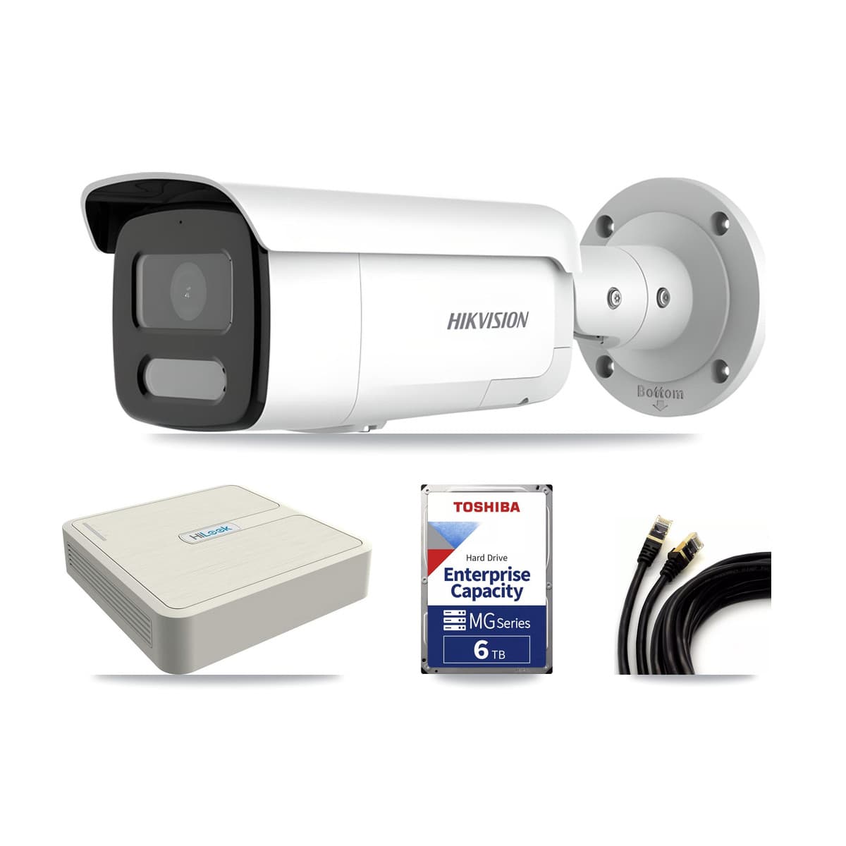 Hikvision & HiLook 8-Channel 4MP CCTV Kit — 6 Bullet Cameras + 6TB Recording (NVR-108H-D Recorder)
