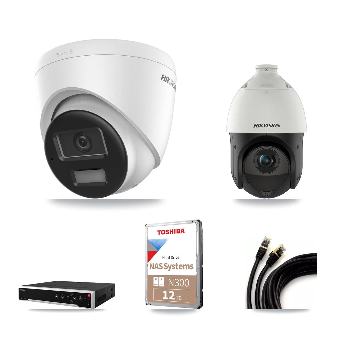 Hikvision 32-Channel 4MP – 4K CCTV Kit — 4 4K Turret + 1 4MP PTZ Cameras + 12TB Recording - Image 1