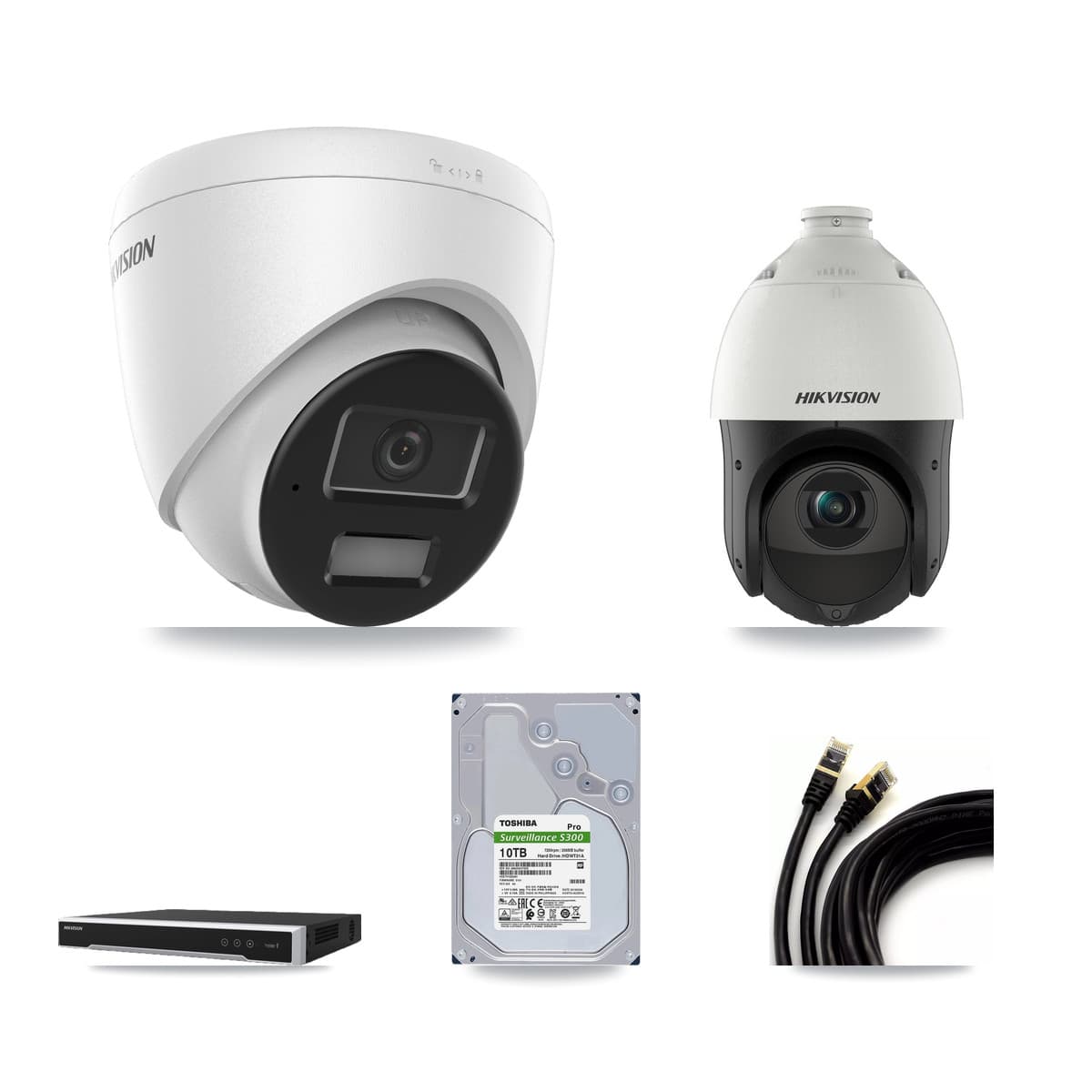 Hikvision 16-Channel 4MP CCTV Kit — 15 Turret + 1 PTZ Cameras + 2× 10TB Recording