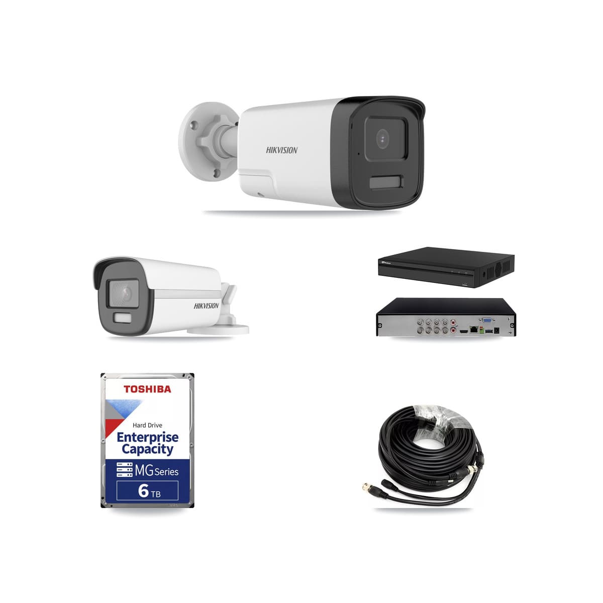 Hikvision & Prolux 8-Channel 5MP – 4K CCTV Kit — 1 4K + 3 5MP Bullet Cameras + 6TB Recording (PXD-5108HS Recorder) - Image 1