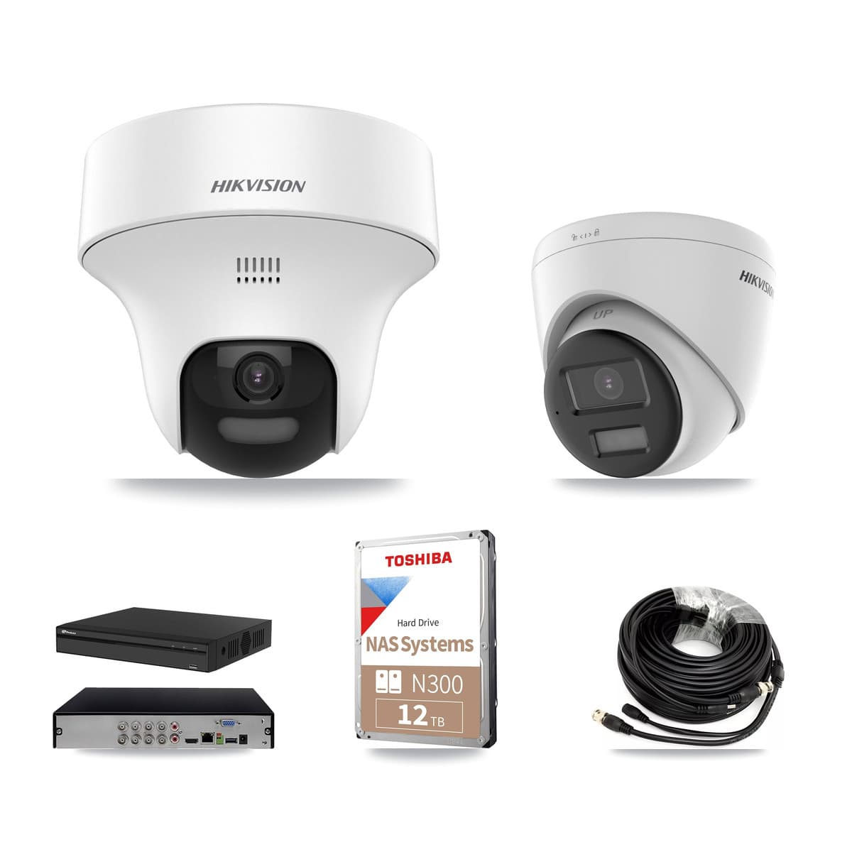 Hikvision & Prolux 8-Channel 5MP – 4K CCTV Kit — 7 DS-2CE70K0T 5MP + 1 DS-2CE78U0T 4K Turret Cameras + 12TB Recording - Image 1
