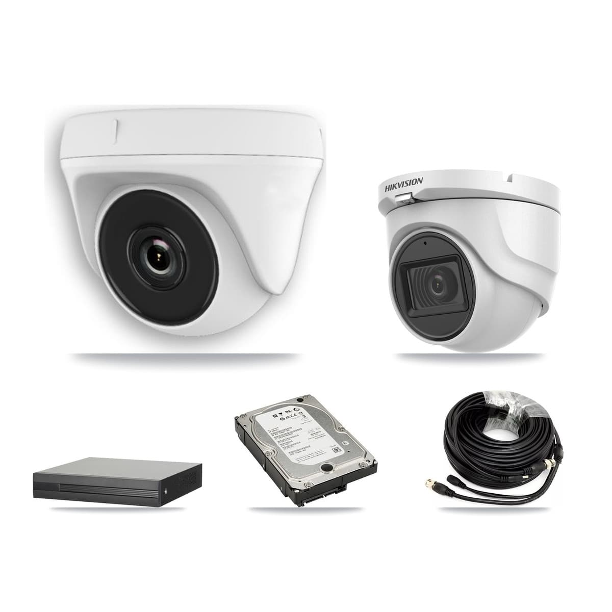Hikvision 8-Channel 2MP – 5MP CCTV Kit — 1 5MP Turret + 6 White 2MP Dome Cameras + 5TB Recording (XVR-3108HS Recorder)