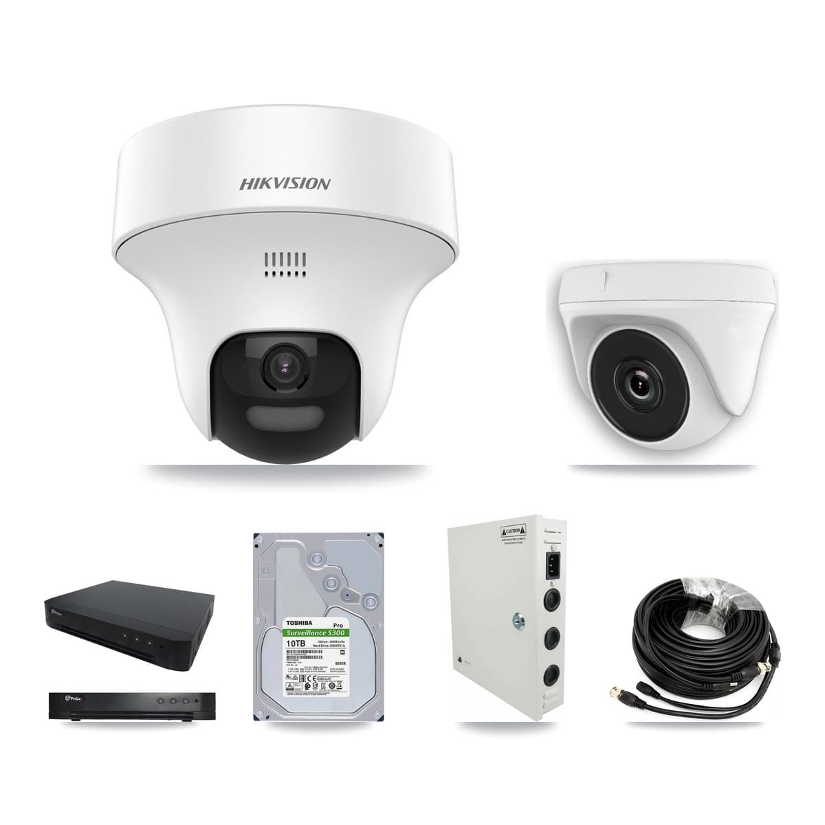 Hikvision & Prolux 16-Channel 2MP – 5MP CCTV Kit — 6 DS-2CE70K0T 5MP Turret + 3 White HDT-2MP-N20W 2MP Dome Cameras + 10TB Recording - Image 1