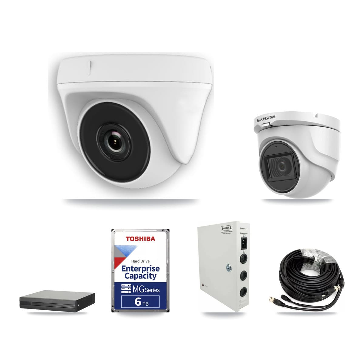 Hikvision 16-Channel 2MP – 5MP CCTV Kit — 1 5MP Turret + 8 White 2MP Dome Cameras + 6TB Recording (XVR-3116HS Recorder)