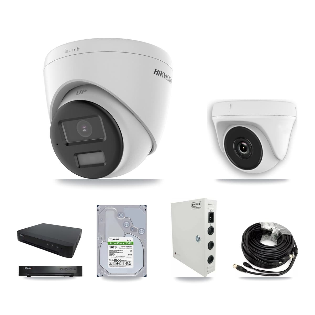 Hikvision & Prolux 16-Channel 2MP – 5MP CCTV Kit — 6 DS-2CE78K0T-LPTS 5MP Turret + 3 White HDT-2MP-N20W-2.8MM 2MP Dome Cameras + 10TB Recording (PXD-8216-HYK4MP Recorder) - Image 1