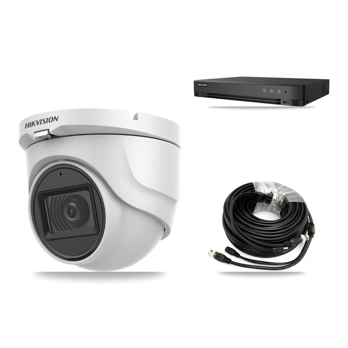 Hikvision 4-Channel 5MP CCTV Kit — 2 DS-2CE76H0T Turret Cameras + 3TB Recording (IDS-7204HQHI Recorder)