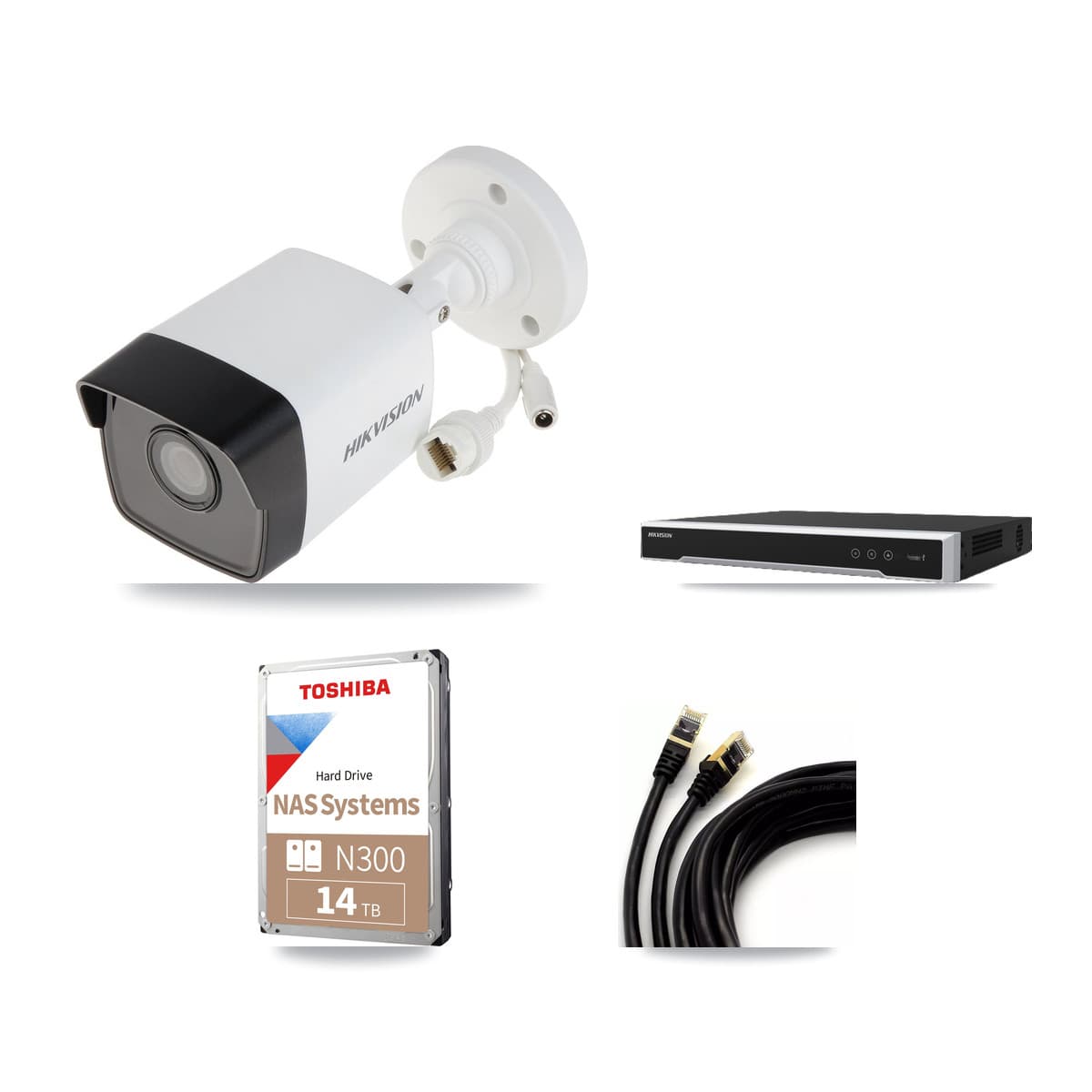 Hikvision 16-Channel 5MP CCTV Kit — 12 DS-2CD1053G0 Bullet Cameras + 14TB Recording