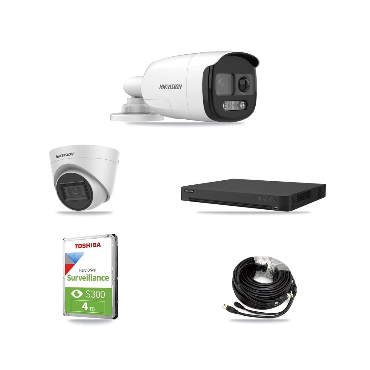 Hikvision 16-Channel 5MP CCTV Kit — 2 Bullet + 1 White Turret Cameras + 4TB Recording (IDS-7216HUHI Recorder) - Image 1