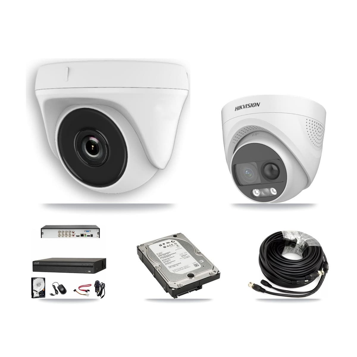Hikvision & Dahua 8-Channel 2MP – 5MP CCTV Kit — 1 DS-2CE72KF3T 5MP Turret + 5 White HDT-2MP-N20W 2MP Dome Cameras + 5TB Recording - Image 1