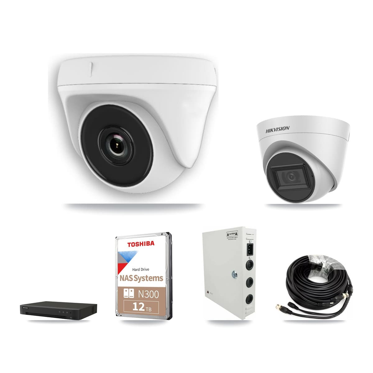 Hikvision 16-Channel 2MP – 5MP CCTV Kit — 1 White 5MP Turret + 15 White 2MP Dome Cameras + 12TB Recording