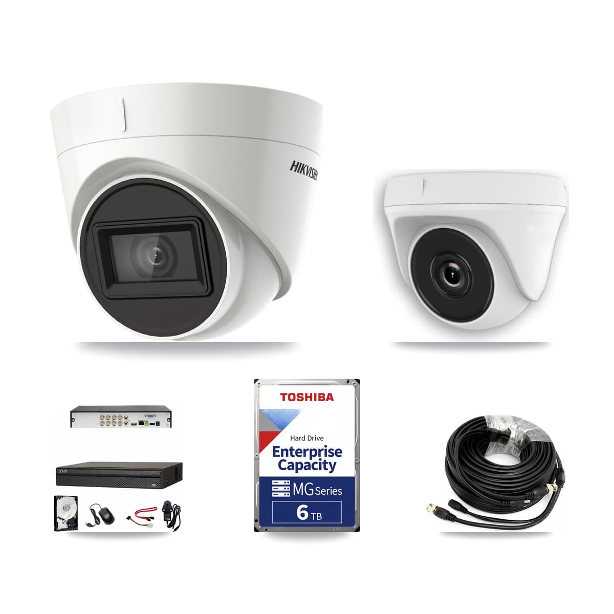 Hikvision & Dahua 8-Channel 2MP – 4K CCTV Kit — 2 4K Turret + 2 2MP Dome Cameras + 6TB Recording - Image 1