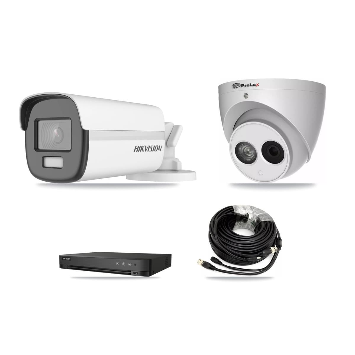 Hikvision & Prolux 4-Channel 4MP – 4K CCTV Kit — 2 4K Bullet + 2 4MP Turret Cameras + 8TB Recording (DS-7204HUHI Recorder) - Image 1