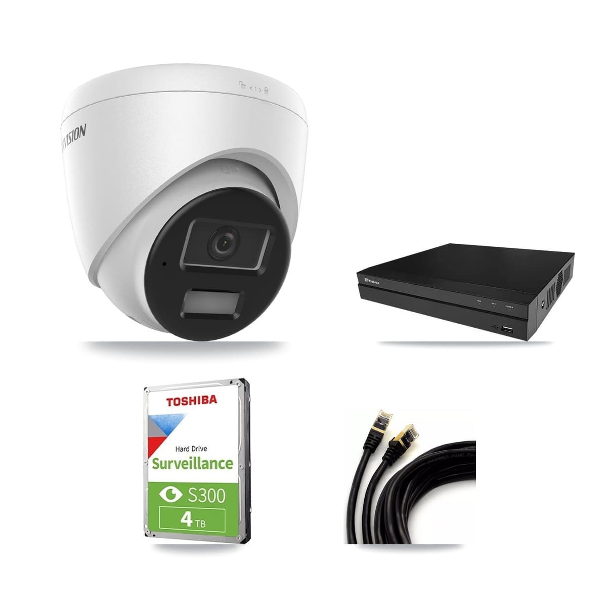 Hikvision & Prolux 8-Channel 4MP CCTV Kit — 4 DS-2CD1343G2 Turret Cameras + 4TB Recording - Image 1