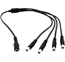 UKVISION 4 Way DC Power Splitter Cable 1 Female to 4 Male 12V CCTV