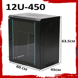12U 450mm Server Rack Data Network Cabinet - Wall/Floor Mounted, Lockable, Black