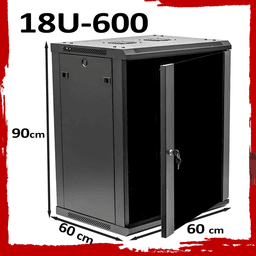 19" 18U Network Data Cabinet - 600mm Wall Rack for Patch Panel, Switch & PDU