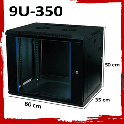 9U Server Rack Data Network Cabinet - Wall/Floor Mounted, Lockable (Black, 350mm Depth)