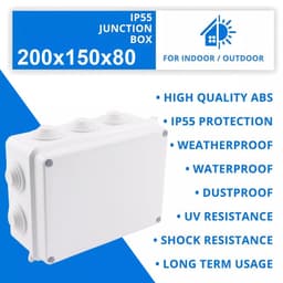 IPBOX Grey IP55 Waterproof Junction Box 200×155×80mm